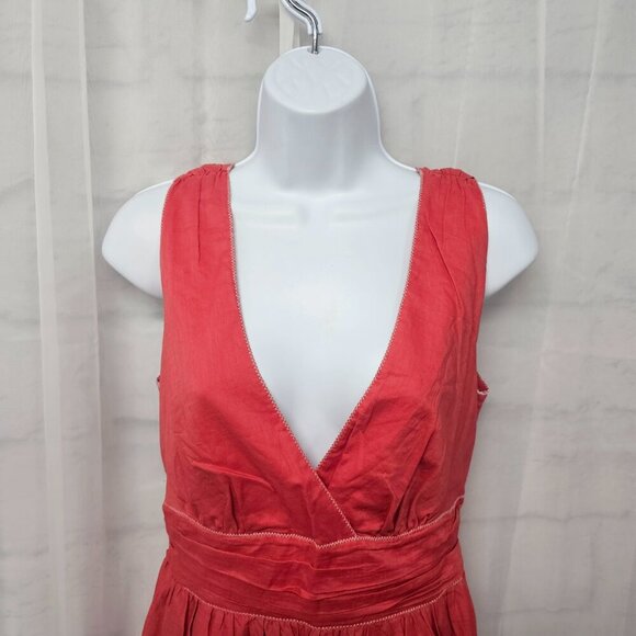 Max Studio Coral Pink Embroidered Sleeveless Dress Boho Festival M - Picture 2 of 11